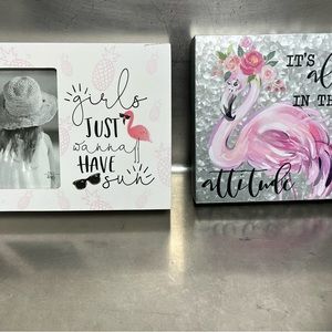 Lot of 2 Flamingo Wall Decor - NWT